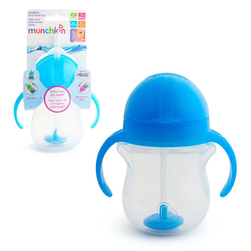ANSALDO - Vaso Antiderrame Weighted Con Asas 207 Ml Munchkin - Celeste