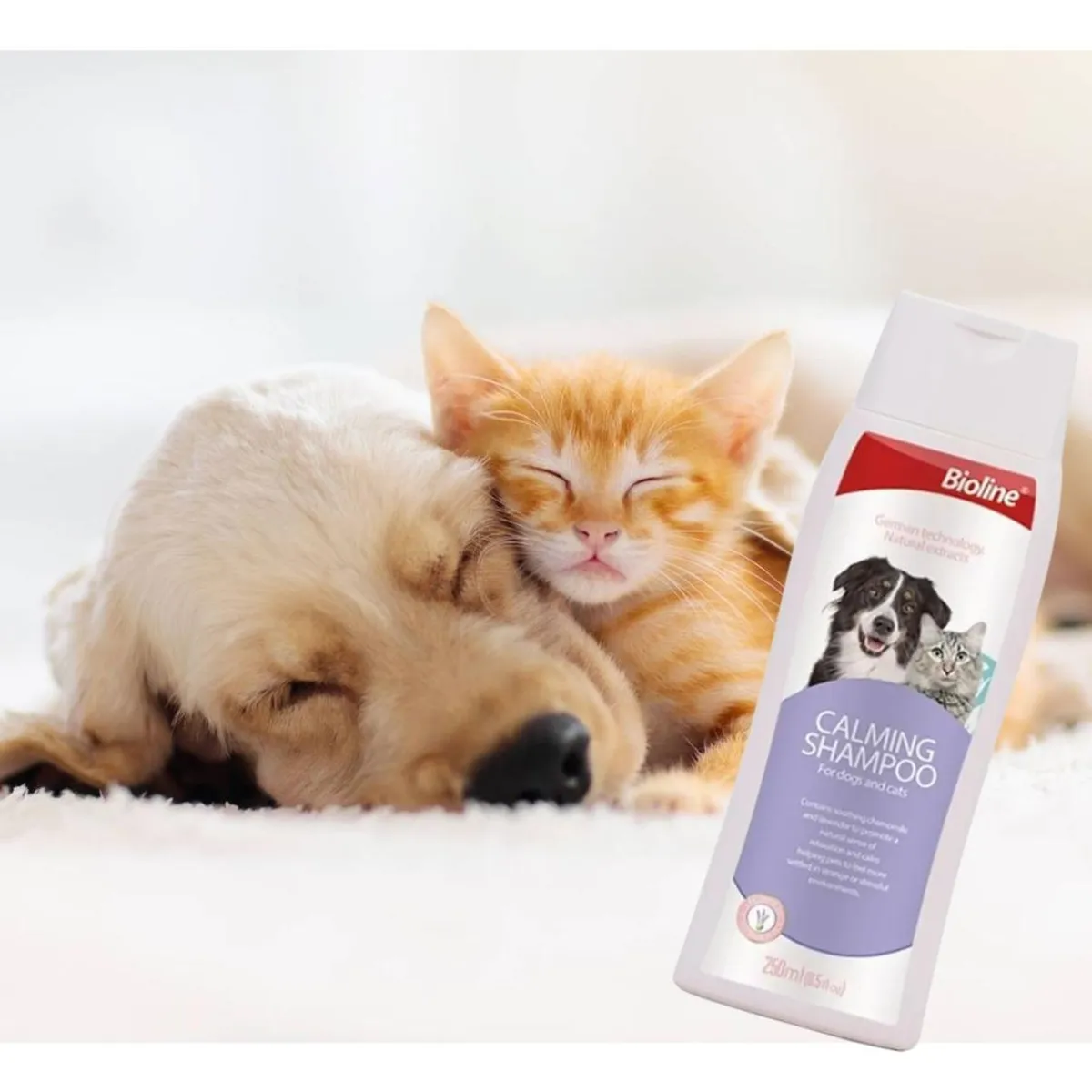 BIOLINE - Shampoo Calming Perros y Gatos 250 ml - Relajante Natural