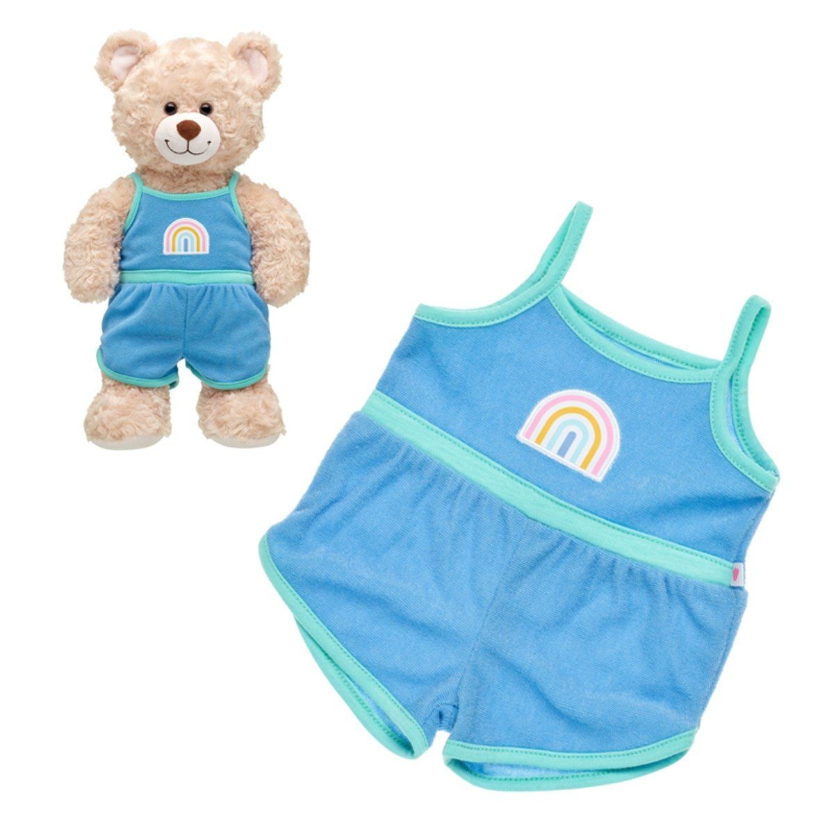 BUILD A BEAR - Enterito Build a Bear arcoíris toalla celeste verano
