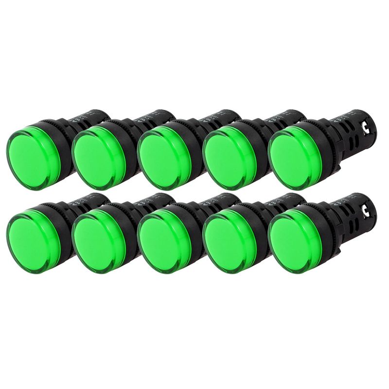 SOLIOT - Luz Piloto Led Verde 22mm 220v Pack 10 Unidades