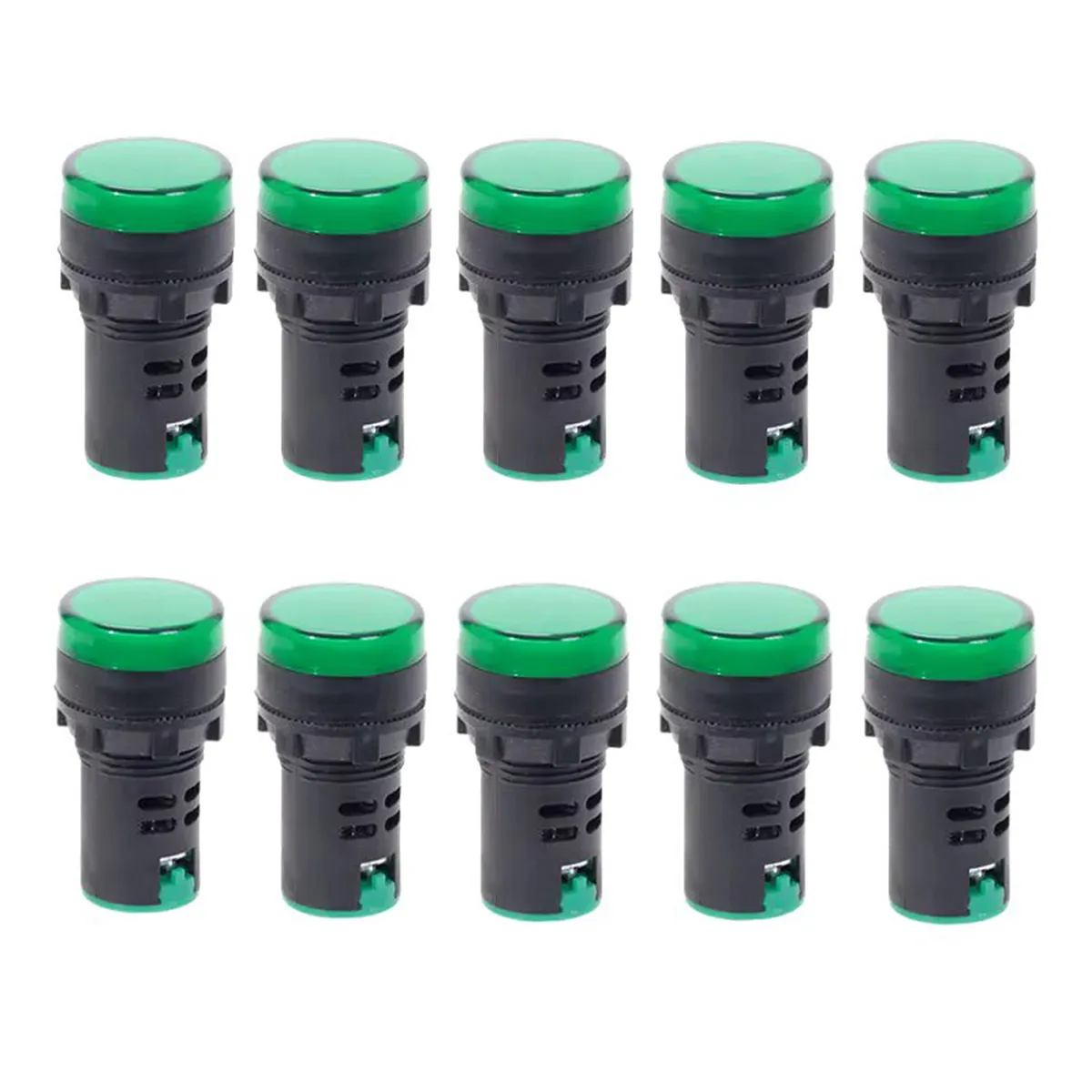 SOLIOT - Luz Piloto Led Verde 22mm 220v Pack 10 Unidades