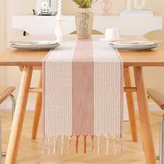 AZ AURAZEUS - Caminos De Mesa 183x33 Cm Lino Y Algodon Mantel Crochet Aura Zeus