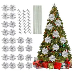GENERICO - Adornos Navideños De Flor Artificial, 24 Uds.