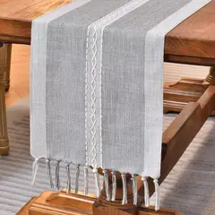 AZ AURAZEUS - Caminos De Mesa 183x33 Cm Lino Y Algodon Mantel Tejido Crochet AZ
