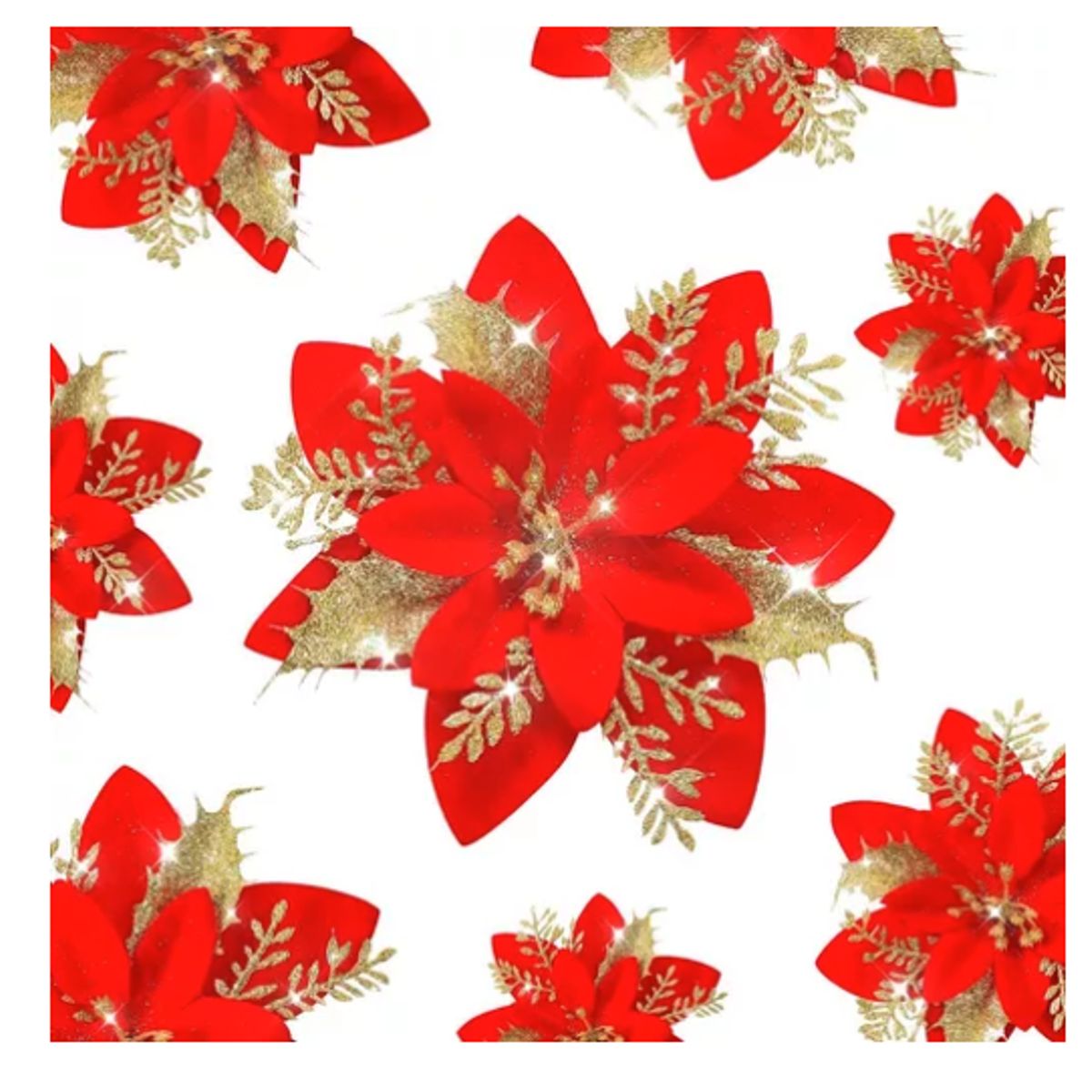 GENERICO - Flores Navideñas Artificiales Adornos Arbol Navidad 20 Pcs