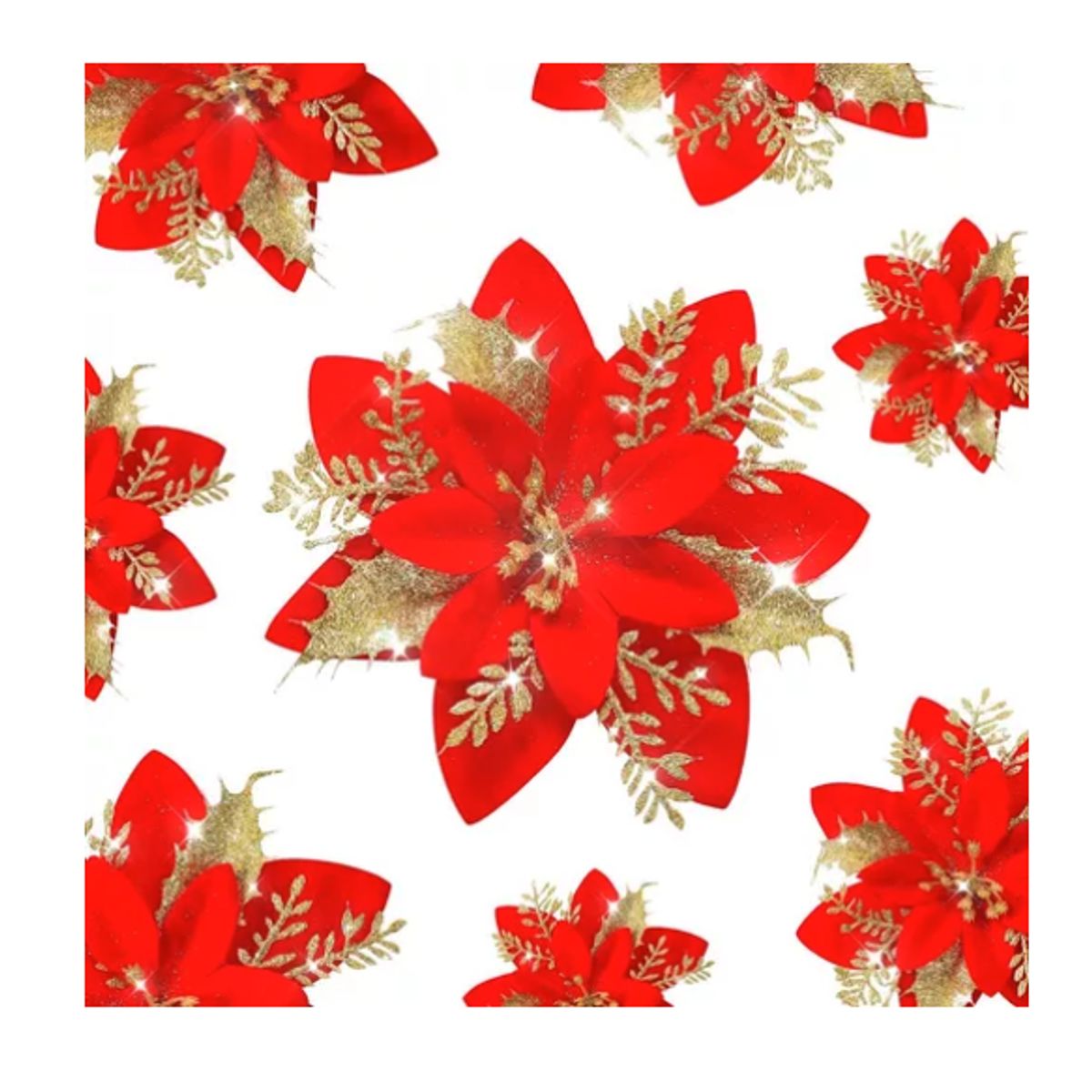 GENERICO - Flores Navideñas Artificiales Adornos Arbol Navidad 20 Pcs