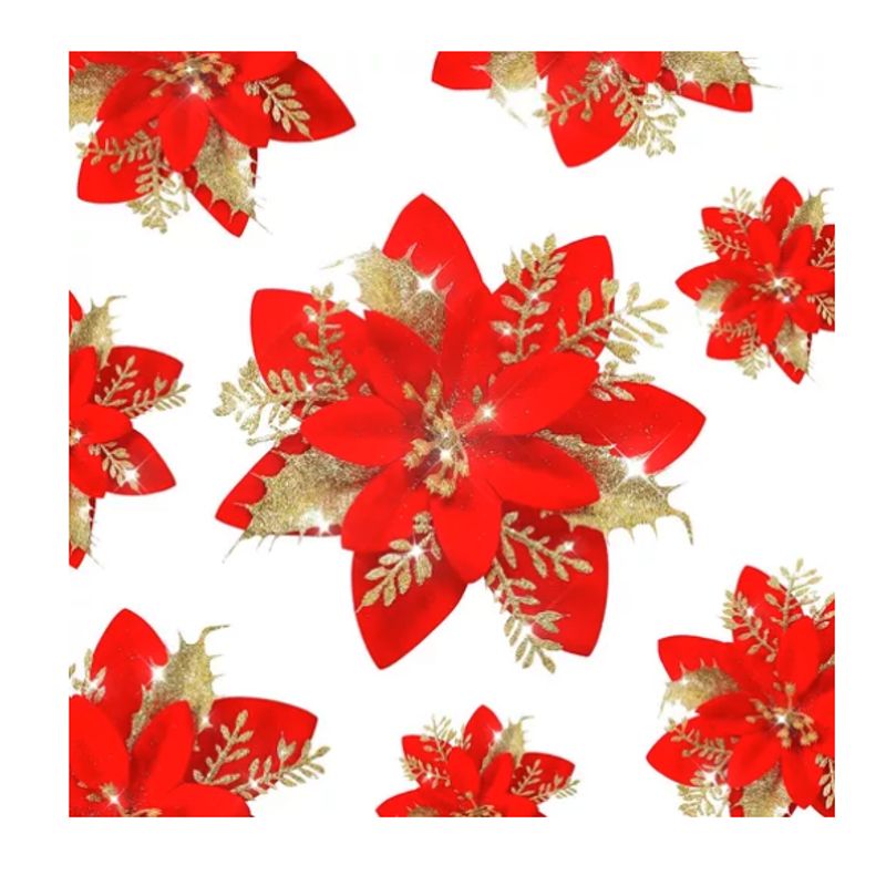 GENERICO - Flores Navideñas Artificiales Adornos Arbol Navidad 20 Pcs
