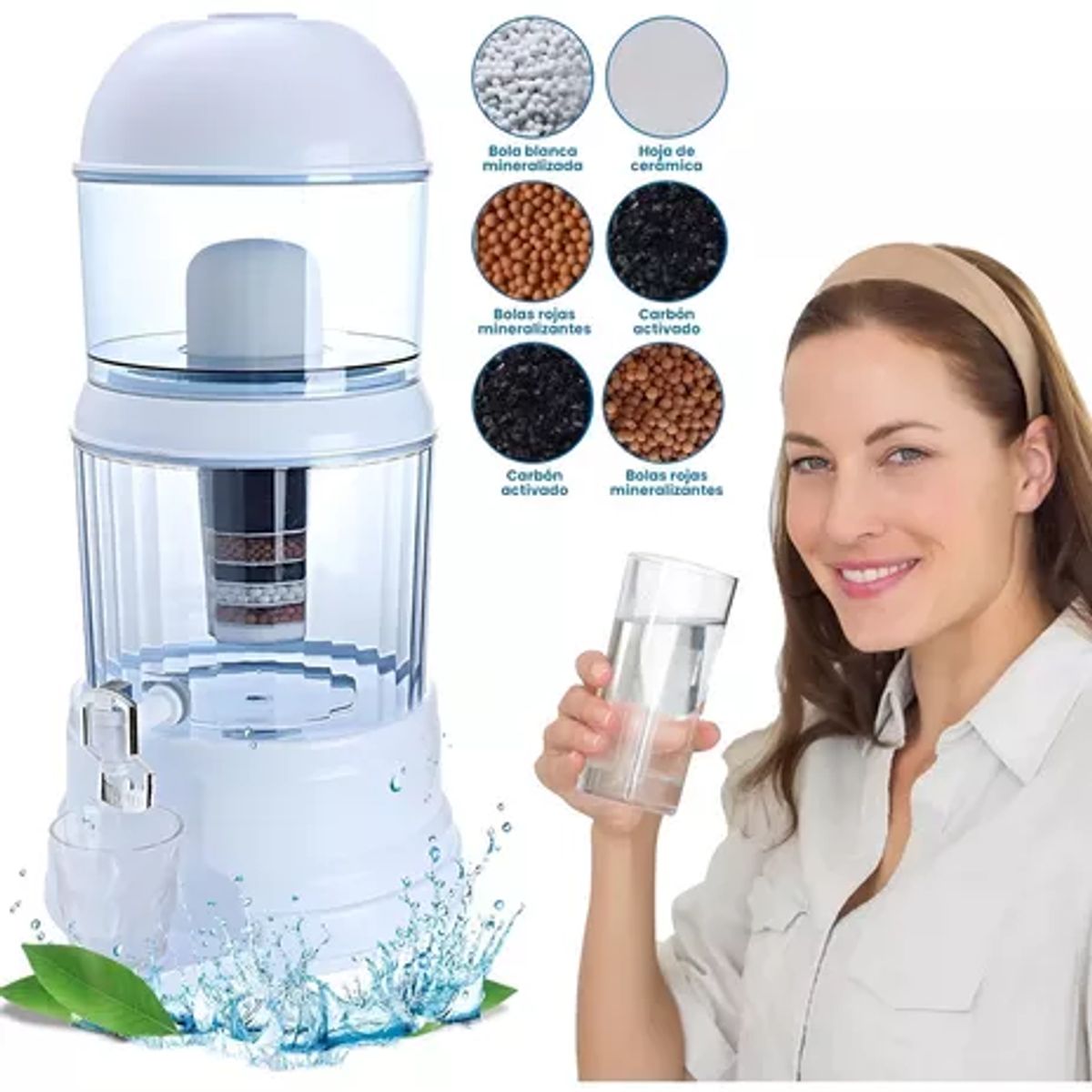 GENERICO - Purificador Minerales Sodio Filtro Agua De Mesa 14l 7 Etapas