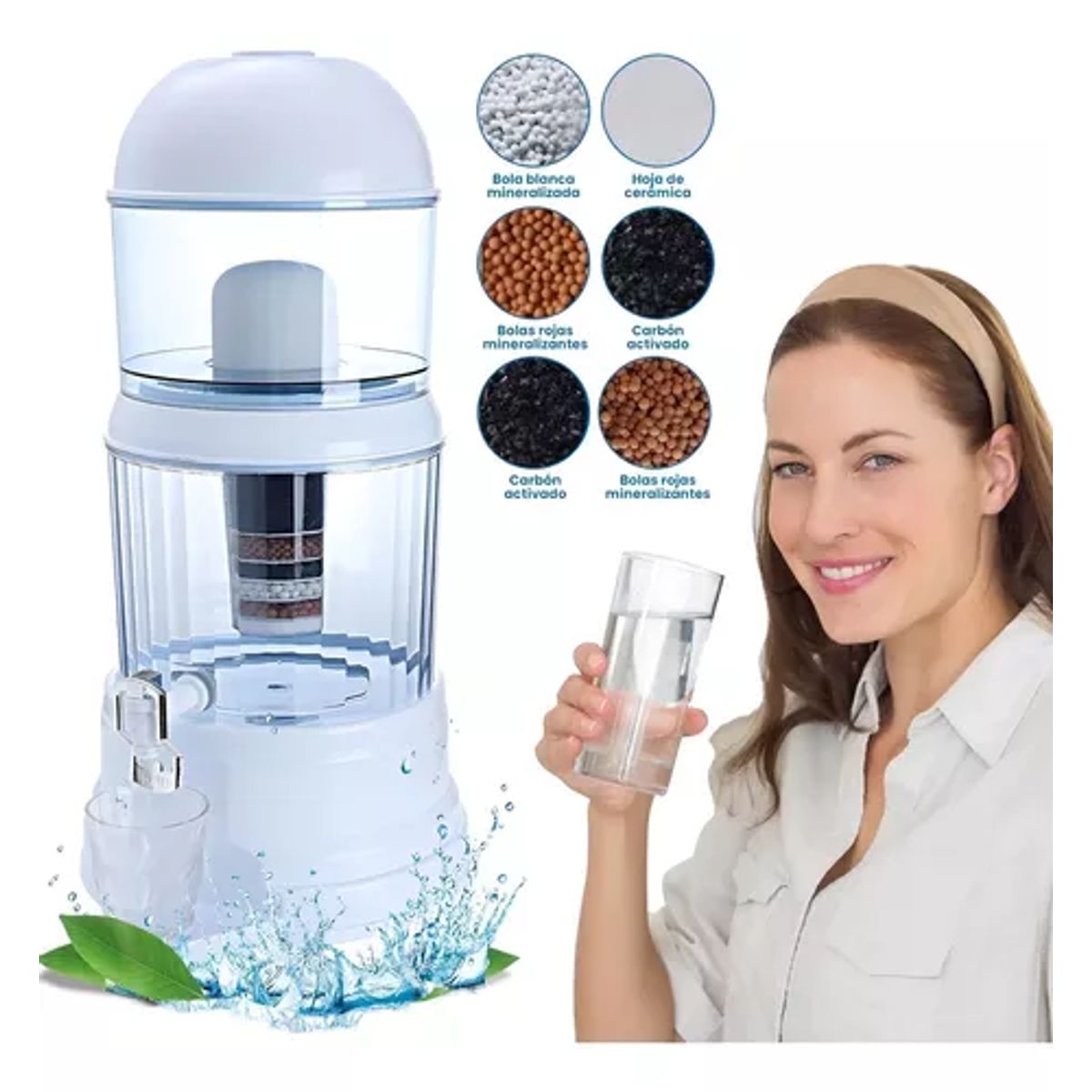 GENERICO - Purificador Minerales Sodio Filtro Agua De Mesa 14l 7 Etapas