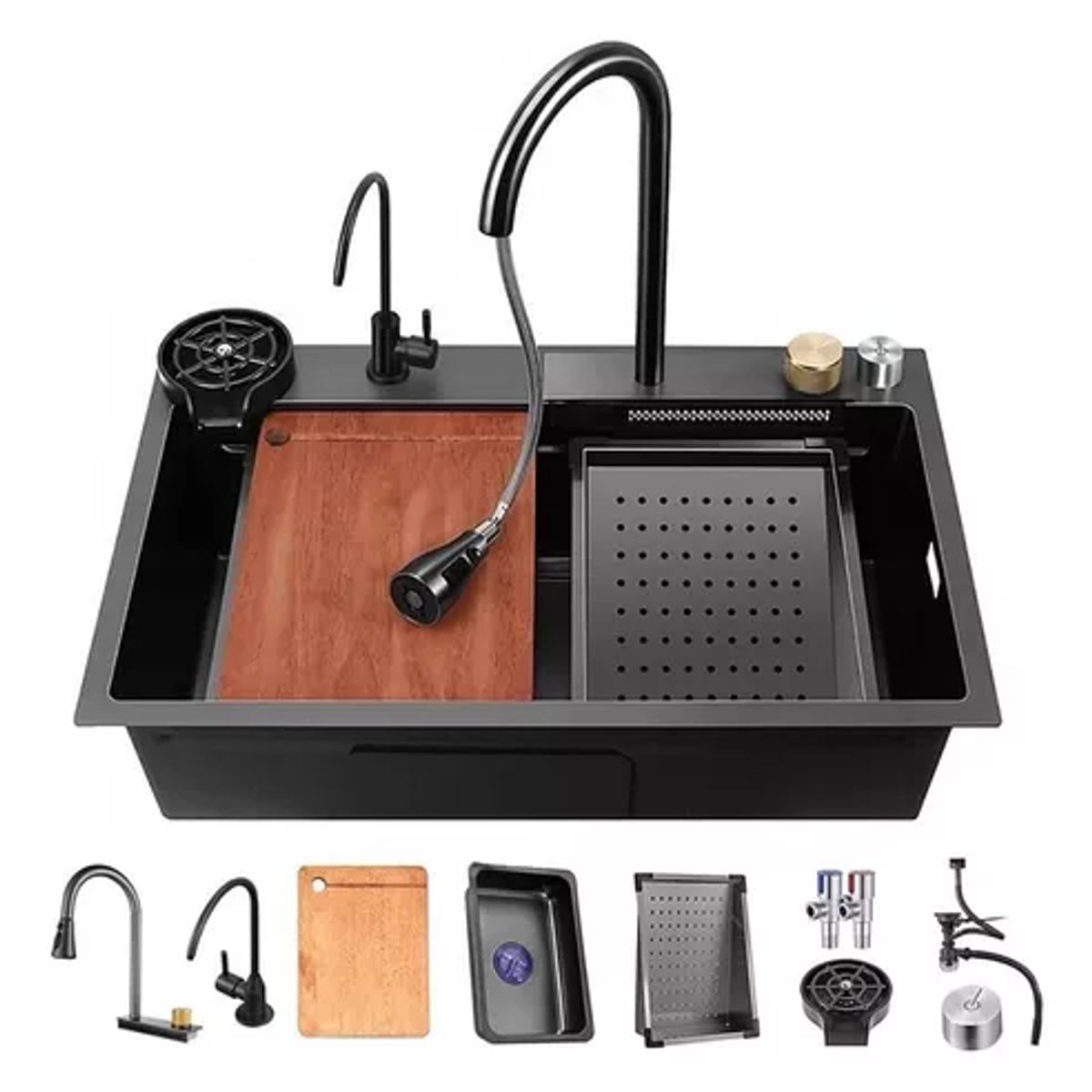 GENERICO - Lavaplatos Multifuncional Cascada Acero Inoxidable 80x45 Cm