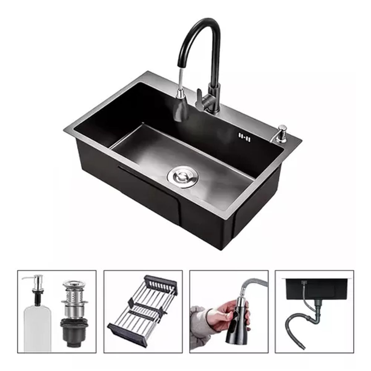 GENERICO - Lavaplatos 55x45cm De Acero Inoxidable Con Llave Dual