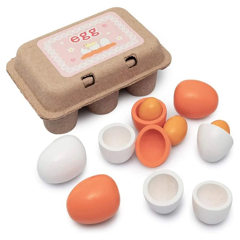 GENERICO - Caja De Huevos Madera 6 Unidades Juguete Didáctico