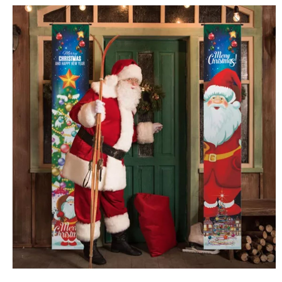 GENERICO - Cartel Decorativo Para Puerta De Porche De Papá Noel, 1 Par