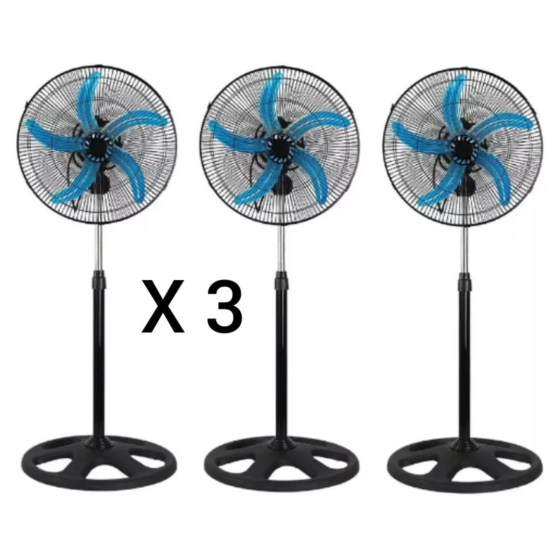 ARTIHOGAR - Set 3 Ventiladores 18 Pulgadas 3 Posiciones 5 Aspas Metálicas