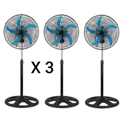 ARTIHOGAR - Set 3 Ventiladores 18 Pulgadas 3 Posiciones 5 Aspas Metálicas