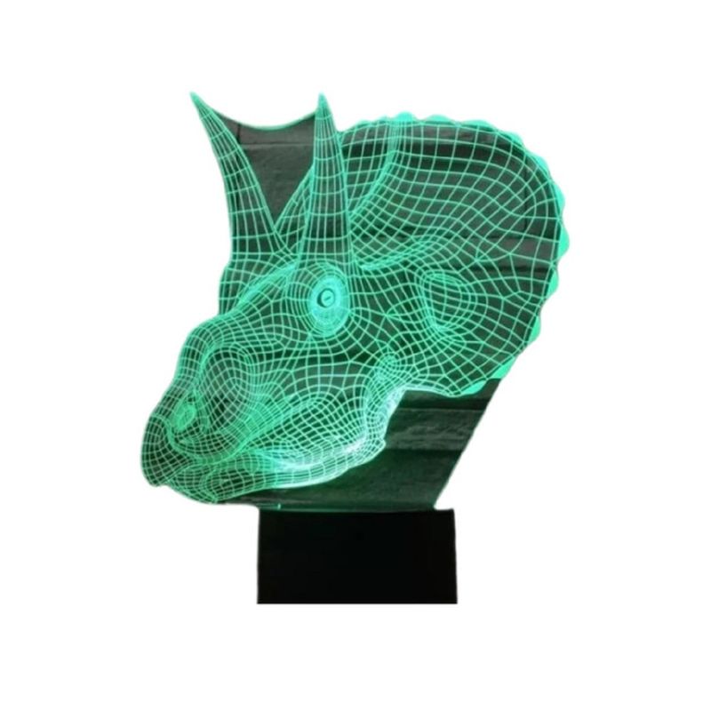 GENERICO - Lampara ilusión 3D Dino Triceratops De 7 Colores
