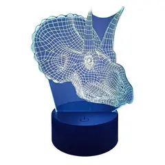 GENERICO - Lampara ilusión 3D Dino Triceratops De 7 Colores