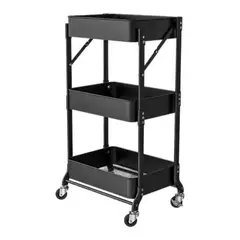 GENERICO - Organizador Carro Plegable Multiuso De 3 Niveles Negro