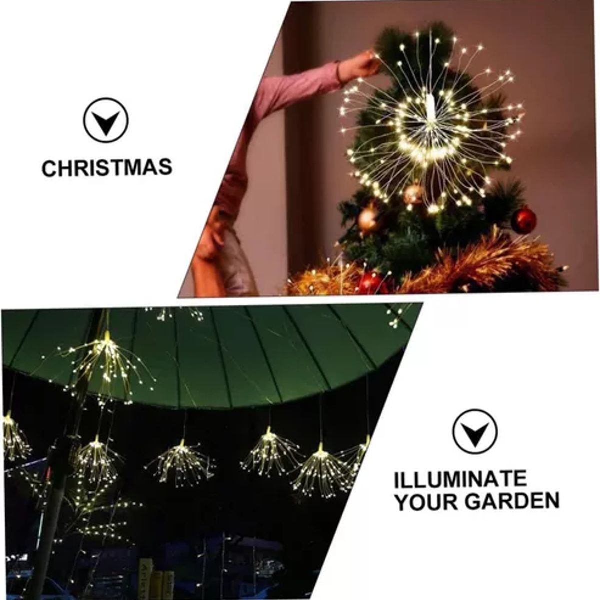 GENERICO - X2 Luz Solar Navidad Hadas Fuego Artificial Luces Navidad