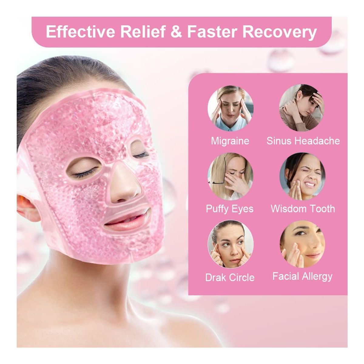 ATURE - Máscara Facial Gel Frío Calor Terapia Poros Hinchazón Estrés Rosa