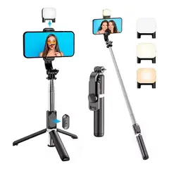 GENERICO - Trípode De Palo Selfie Luz Relleno Control Remoto Bluetooth