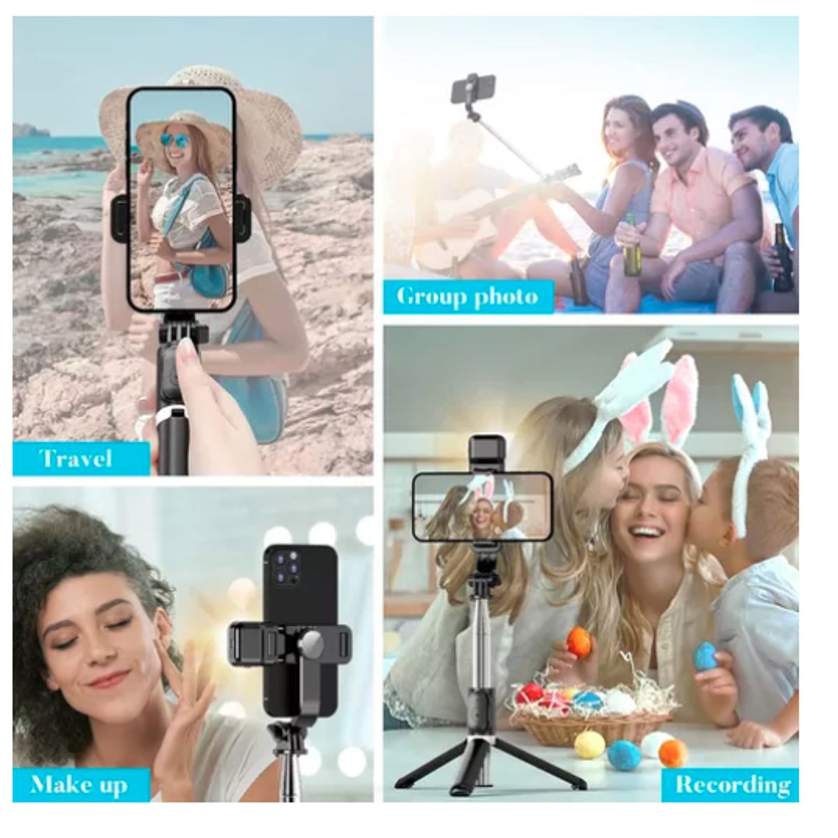 GENERICO - Trípode De Palo Selfie Luz Relleno Control Remoto Bluetooth