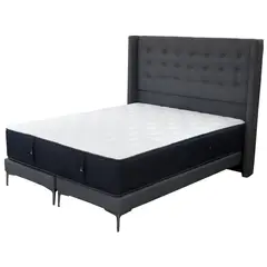 BLOCCARE - Cama Tradicional Super King + Colchon Premium + Respaldo + Patas 15 cm.