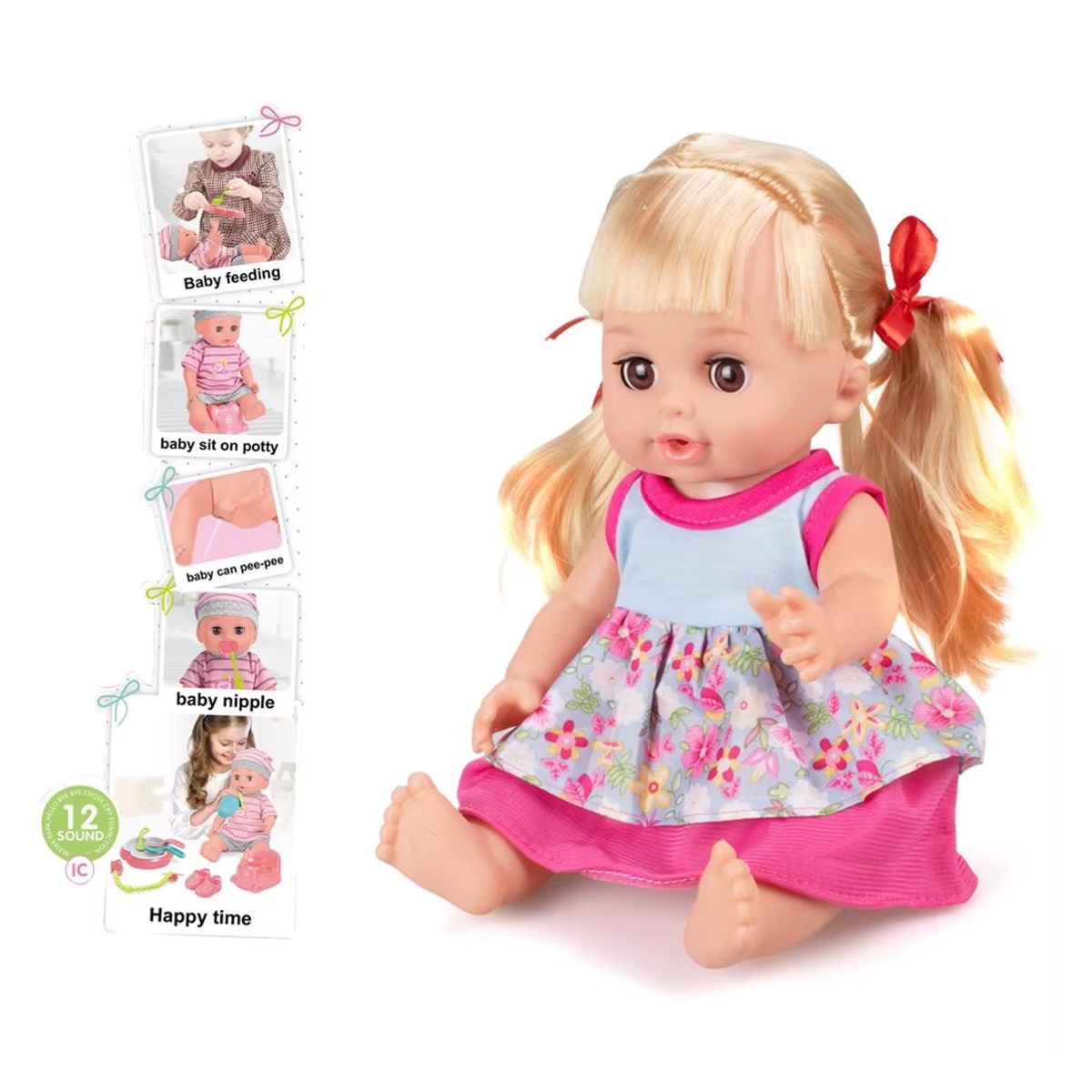 GENERICO - MUÑECA DE JUGUETE CON 12 SONIDOS DIFERENTES PARA NIÑAS