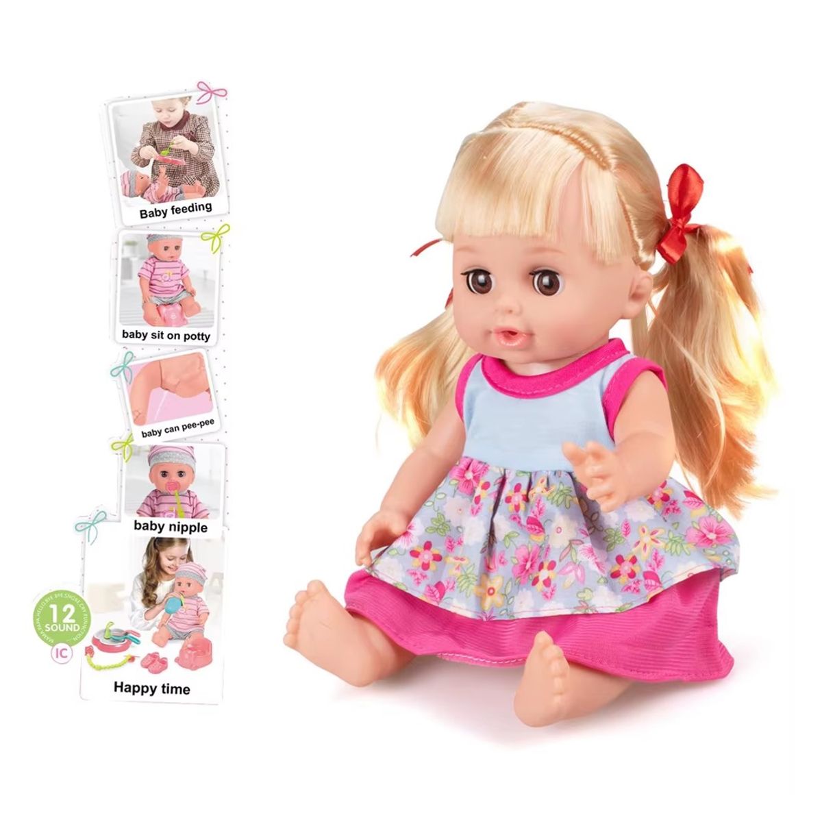 GENERICO - MUÑECA DE JUGUETE CON 12 SONIDOS DIFERENTES PARA NIÑAS