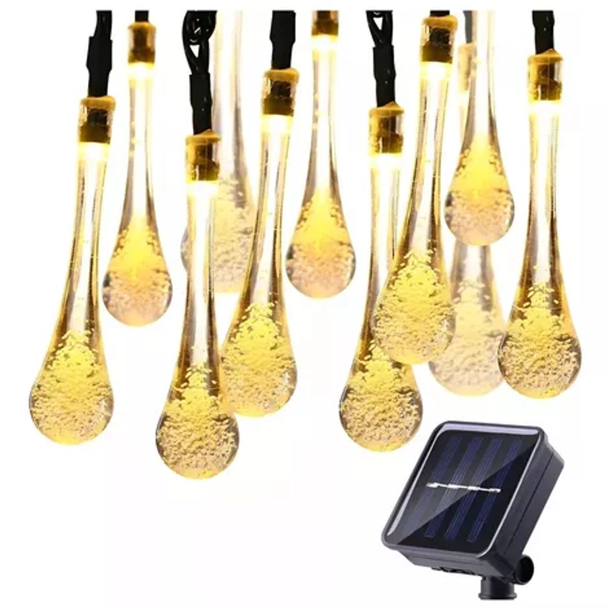 GENERICO - Luces Navidad Solar Guirnalda Led Gotas De Agua 7 Metros