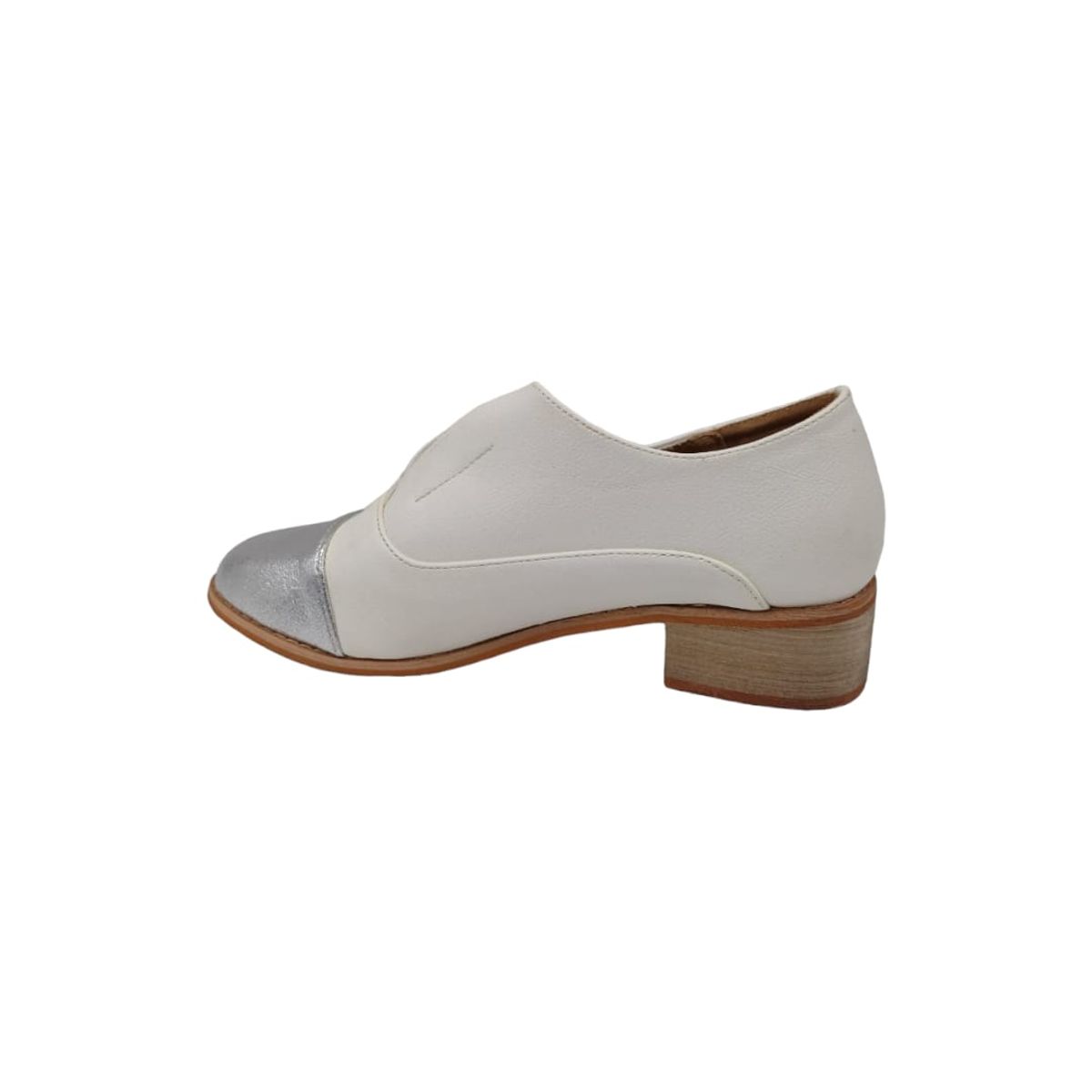 PAND G - Zapato Blanco Taco Bajo Mujer