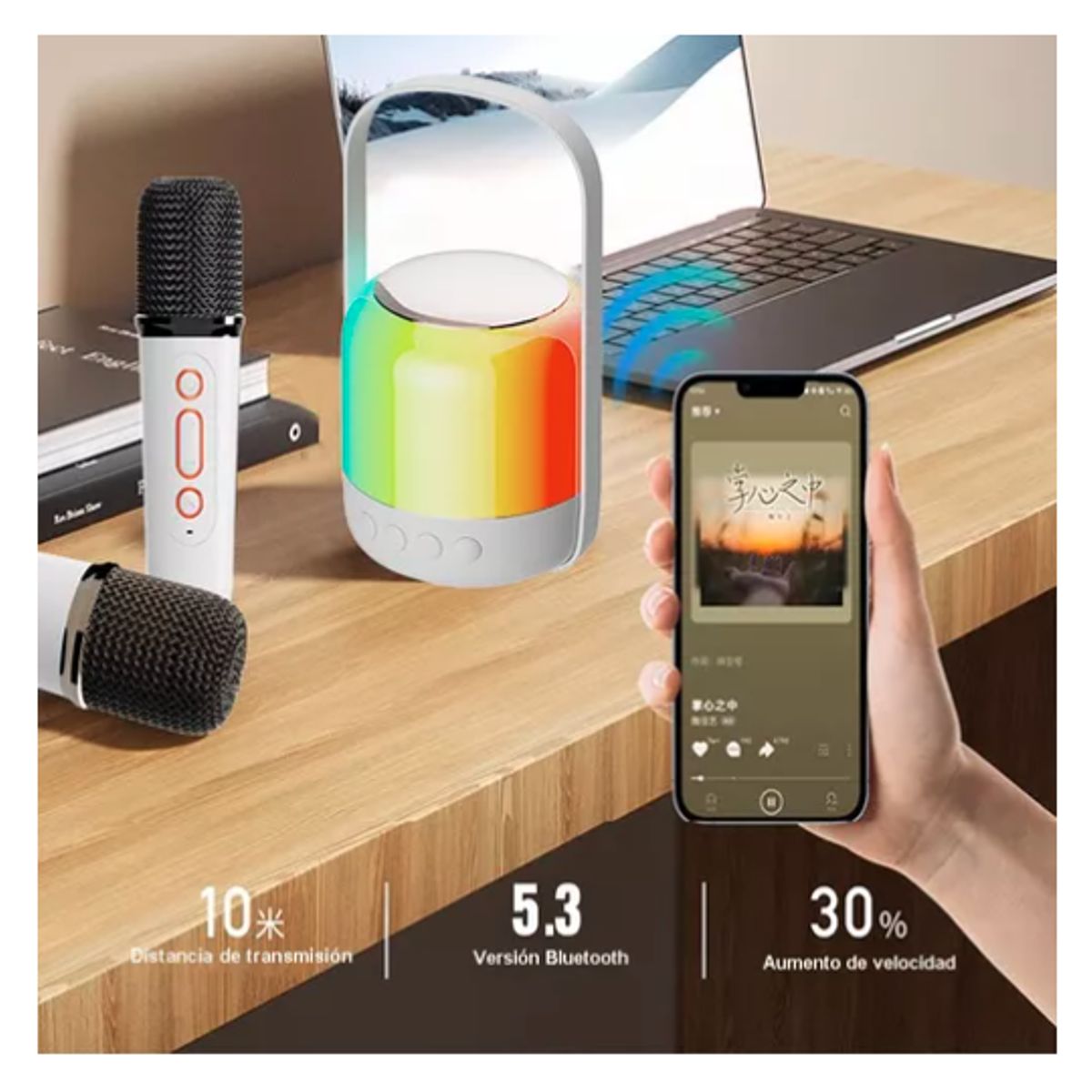 GENERICO - Mini Bluetooth Máquina De Karaoke Para Con 2 Micrófono