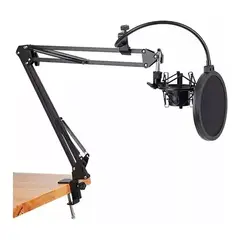 GENERICO - Kit Profesional Brazo Microfono Antipop Soporte Araña Studio