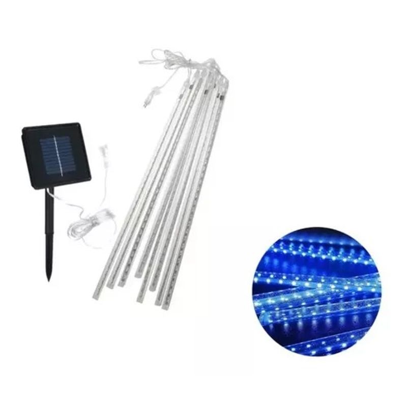 GENERICO - Luces Tubo Solar Led Luces Meteoro Cascada Lluvia Jardín Azul