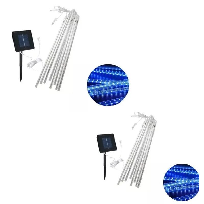 GENERICO - X2 Luces Tubo Solar Led Luces Meteoro Cascada Lluvia Jardín Azul