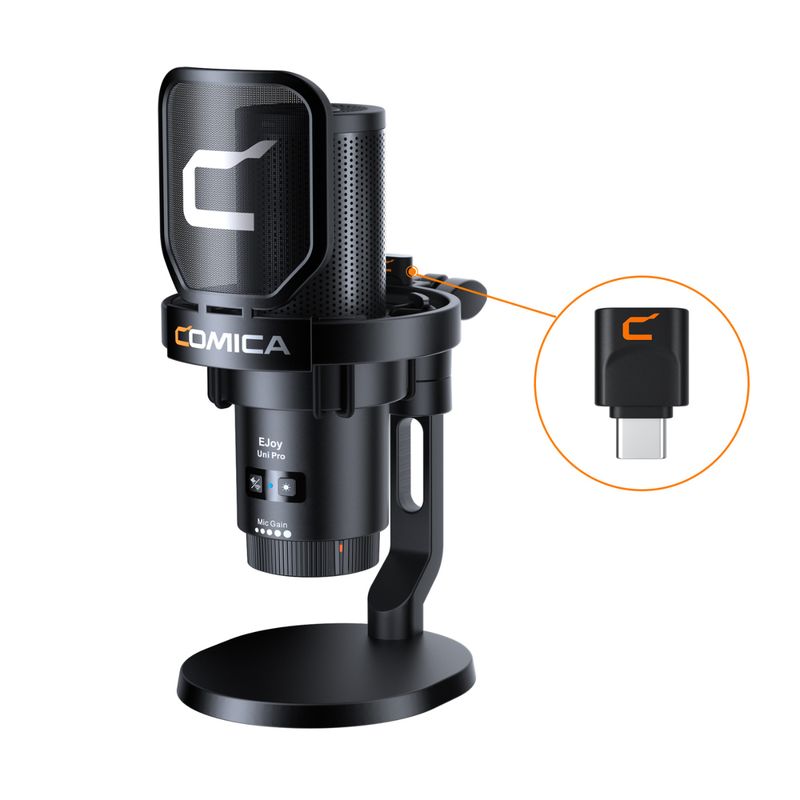 COMICA - Micrófono Inalámbrico Usb-c Gamer Teléfono Podcast Negro