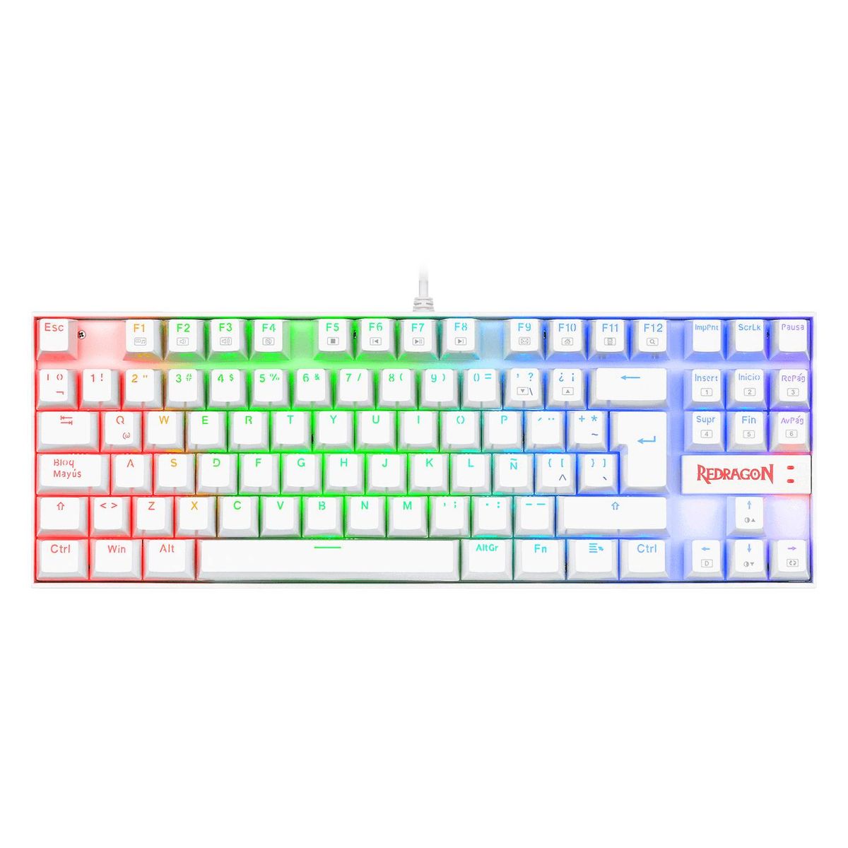 REDRAGON - Teclado Gamer Redragon Kumara K552 RGB TKL Sw Red Español White