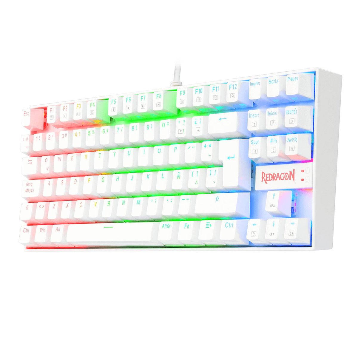 REDRAGON - Teclado Gamer Redragon Kumara K552 RGB TKL Sw Red Español White