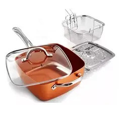 GENERICO - Sarten Antiadherente Multiuso 3en1 Cesta Para Freír Vaporera