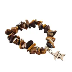 GENERICO - Pulsera Ojo de Tigre de Piedra Rústica