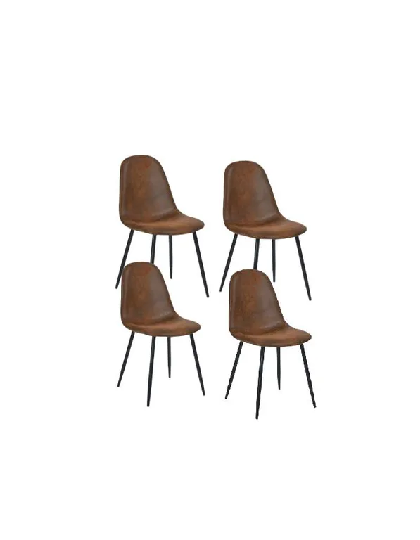 Pack 4 Sillas Paris Ecocuero vintage cafe oscuro Patas negras