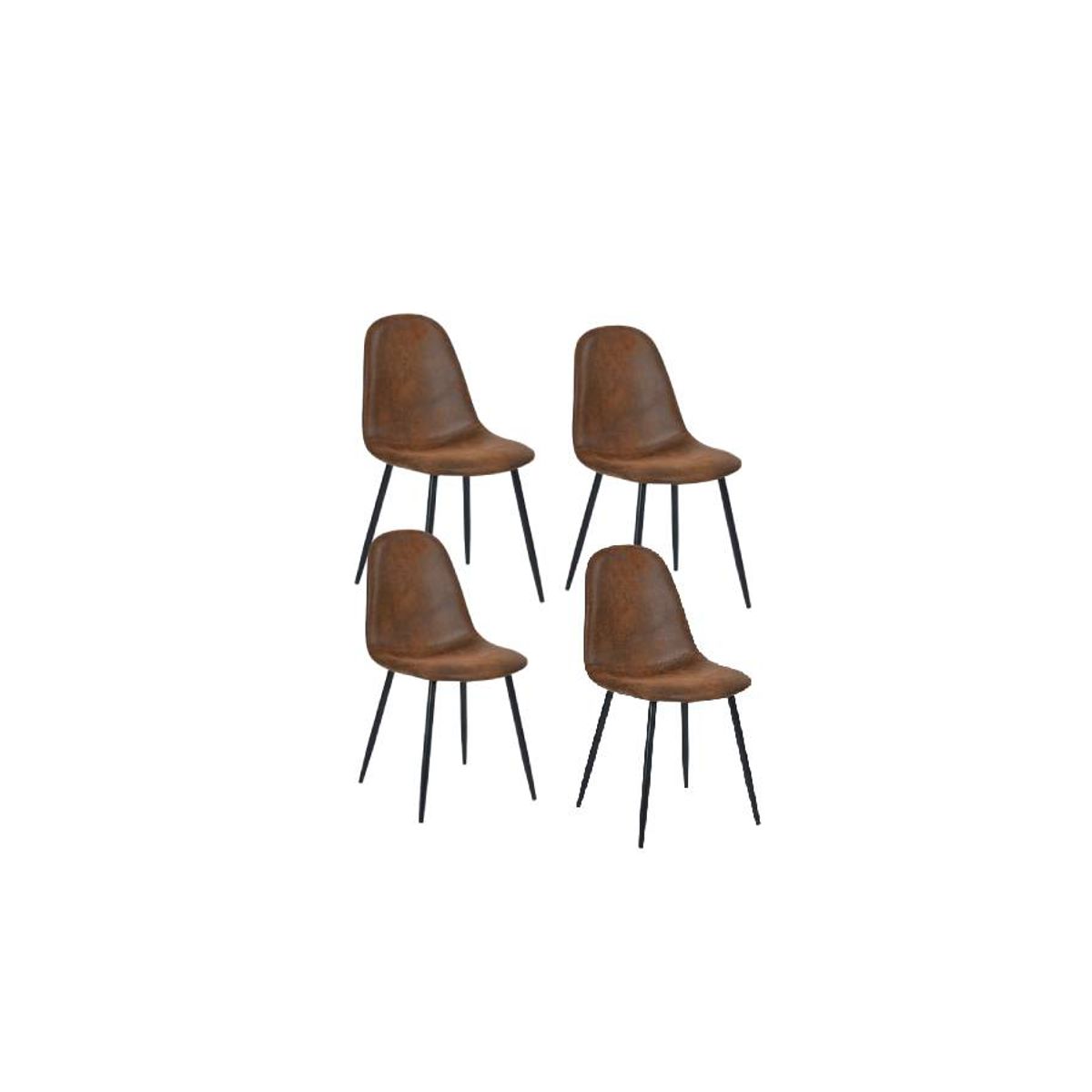 MOAD - Pack 4 Sillas Paris Ecocuero vintage café oscuro Patas negras