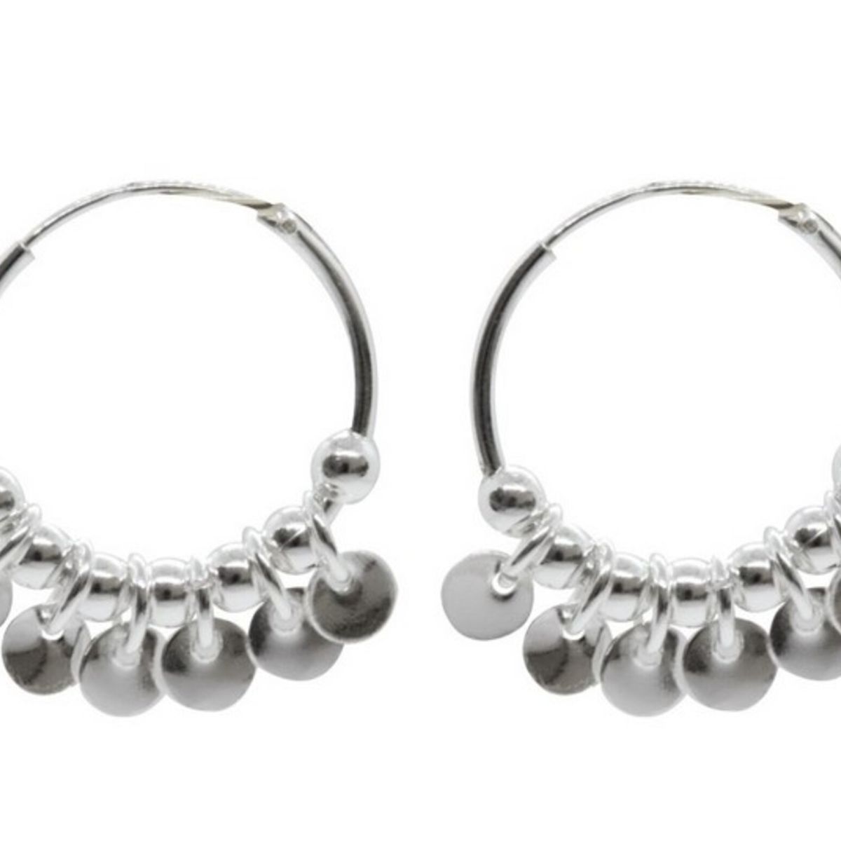 GENERICO - Aro Plata 925 Argolla 7 Esferas 6 Circulos 18 mm Regalo.-