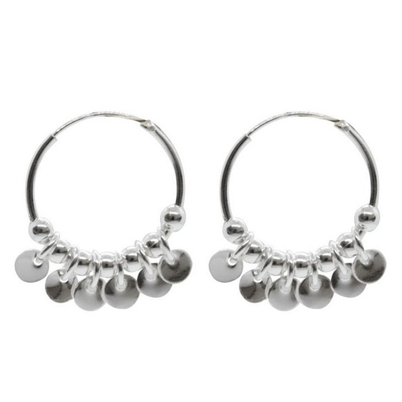 GENERICO - Aro Plata 925 Argolla 7 Esferas 6 Circulos 18 mm Regalo