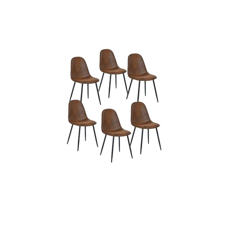 GENERICO - Pack 6 Sillas Paris Ecocuero vintage café oscuro Patas negras