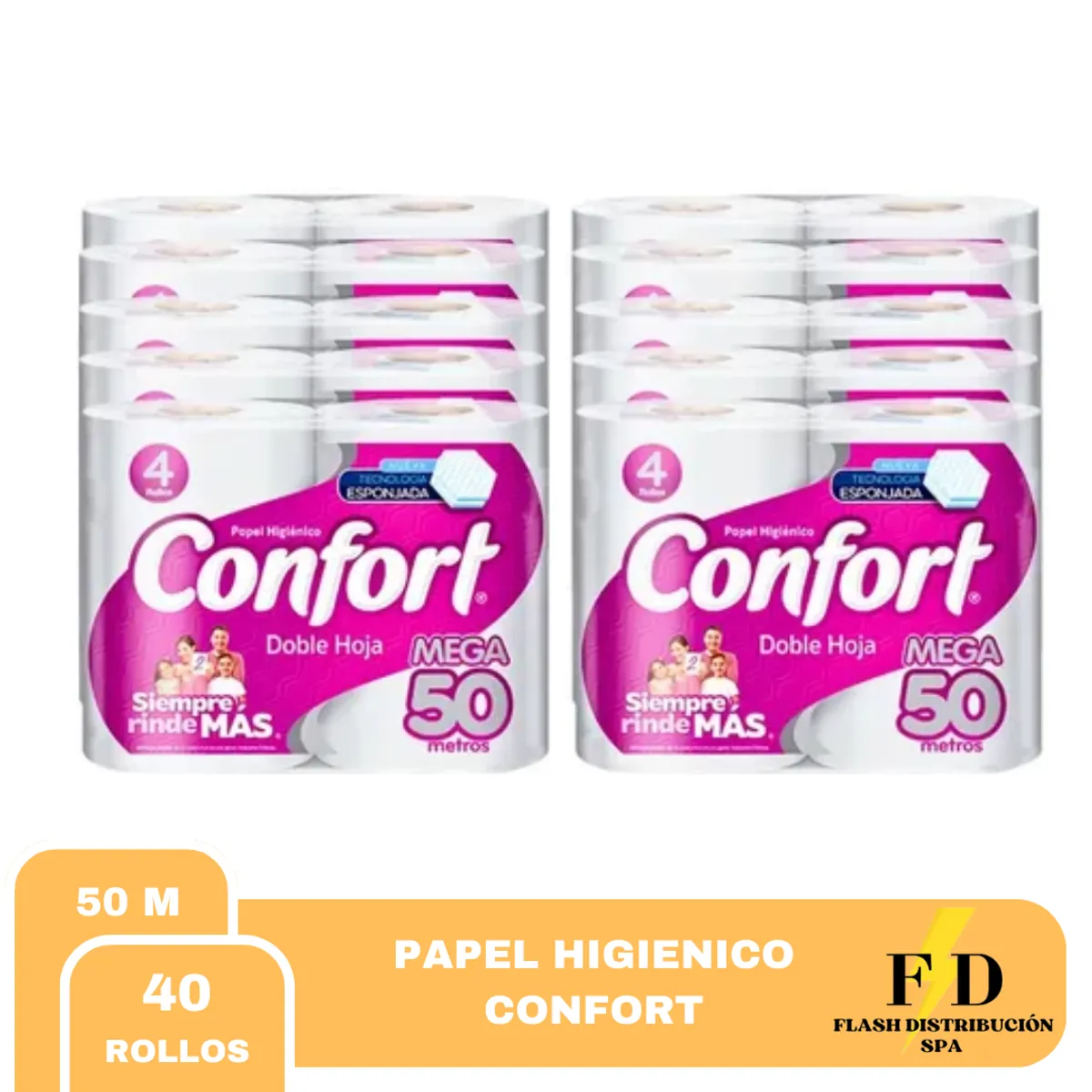 CONFORT - Papel Higiénico 50 Mts X40 Rollos