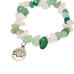 GENERICO - Pulsera - Amor con jade y cuarzo rosa piedra rústica