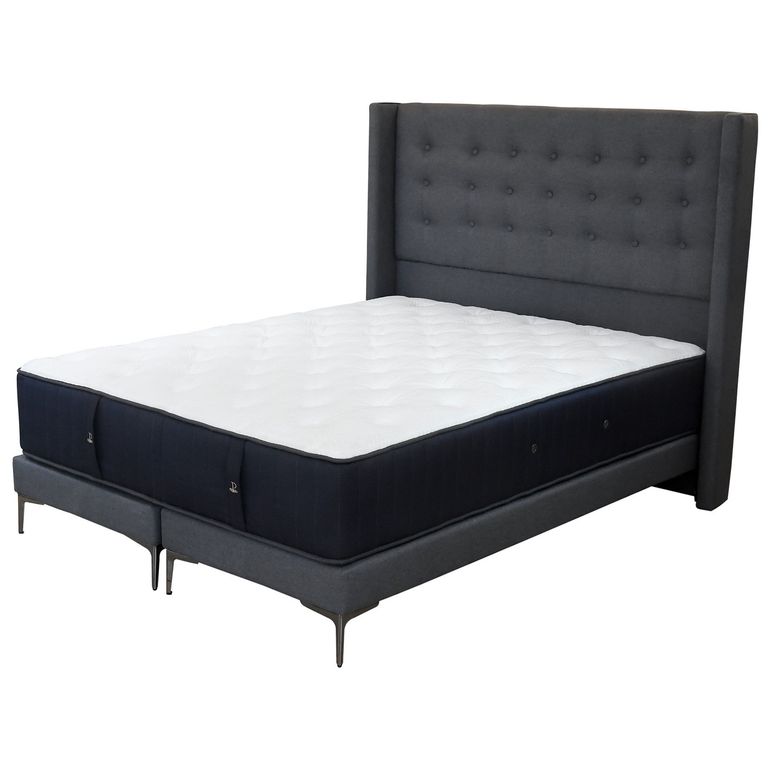 Cama Tradicional King + Colchon Premium + Respaldo + Patas Metal 15 cm