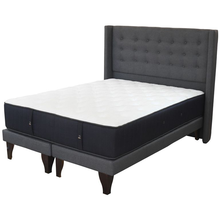 Cama Tradicional Super King +Colchon Premium +Respaldo +Patas 19.5 cm