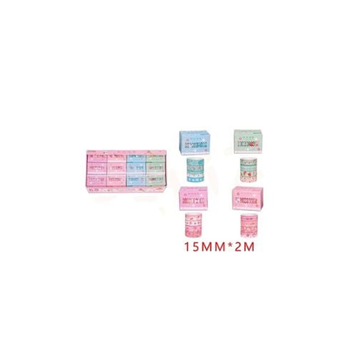 GENERICO - Cinta Adhesiva Cute Kawaii 2M 12pcs